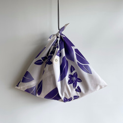 【1点もの】単-ひとえ-のあずま袋 総手縫い -浴衣地 白地に紫桔梗 AZ332 2枚目の画像