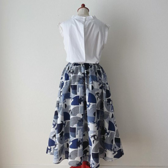 英国輸入リバティプリント 23SS新柄 Zen Rose フレアーマキシ丈スカート 5枚目の画像