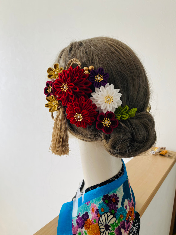 つまみ細工 髪飾り【凛】卒業式 卒業式髪飾り 袴 水引き 豪華 成人式用