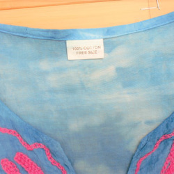 藍染め　ムラ染め　刺繍シャツ　チュニック　スモックシャツ　ガーゼシャツ 9枚目の画像