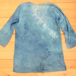 藍染め　ムラ染め　刺繍シャツ　チュニック　スモックシャツ　ガーゼシャツ 10枚目の画像