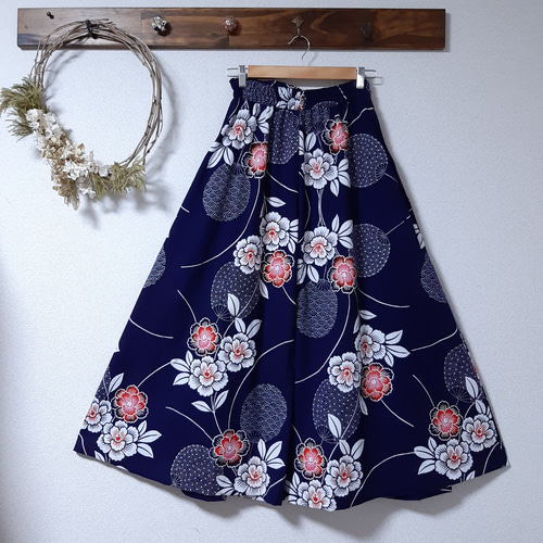 浴衣生地 受注生産 丈～65 ウエスト～85cm フレアパンツ
