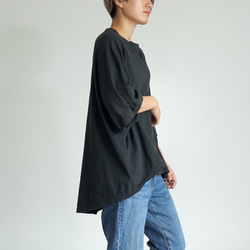 ドルマンスリーブTシャツ/ブラック/愛知県産ニット 3枚目の画像