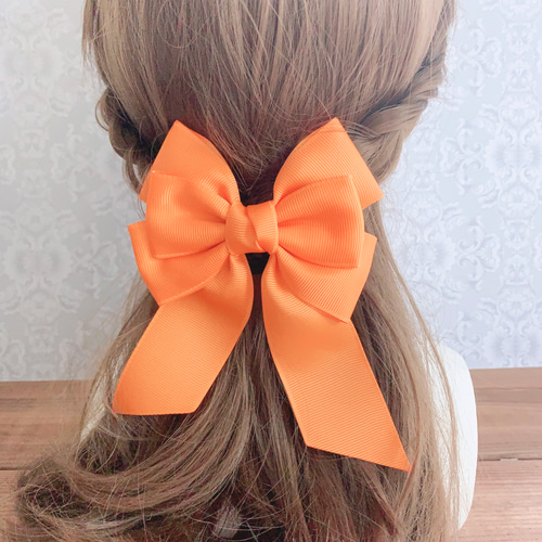 フローラリボン オレンジ オレンジ推し 推し活 リボンヘアアクセサリー
