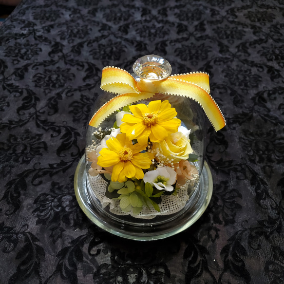 ビタミンカラーのガラスドーム、母の日、敬老の日、バースディなどのプレゼントに、(Creema限定) 1枚目の画像