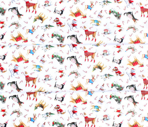 カットクロス Robert Kaufman Fabrics Christmas Jamboree Dogs Snow 6枚目の画像