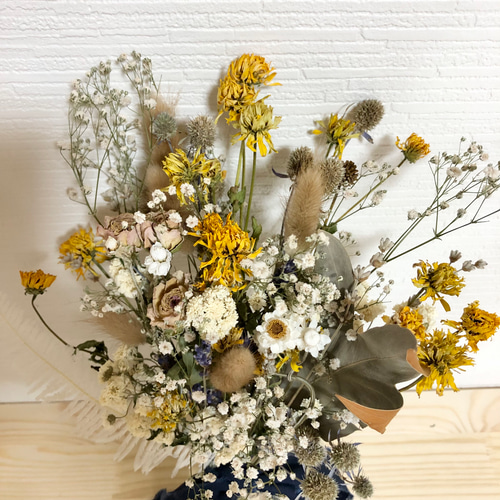 ヒメヒマワリのナチュラルスワッグ布リボン スワッグ FlowerCompanies