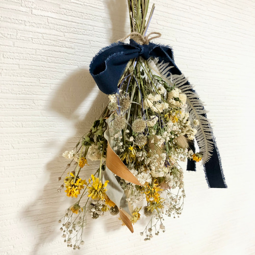 ヒメヒマワリのナチュラルスワッグ布リボン スワッグ FlowerCompanies