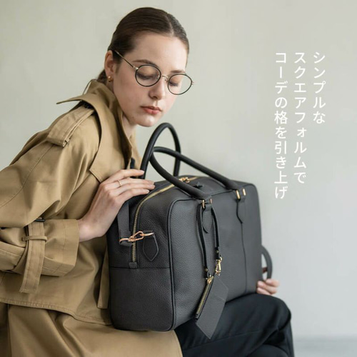 2way A4 ボストンバッグ 本革 入学式/卒業式 大容量 ゴールド
