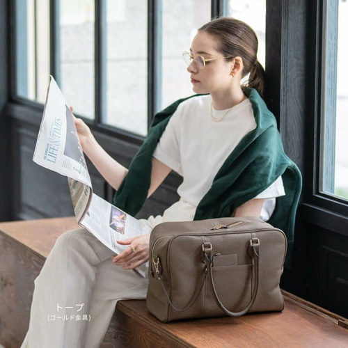 希少極美品 クレージュ ボストンバッグ オールレザー ブラウン ゴールド 南京錠 2way A4 ボストンバッグ 本革 入学式/卒業式 大容量 ゴールド