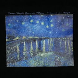 ゴッホ　ローヌ川の星月夜　綿5.6オンスTシャツ　黒　SMLサイズ有り 2枚目の画像