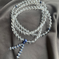 男性用数珠・百八つ数珠・水晶AAA・ソーダライト・サファイア使用 2枚目の画像