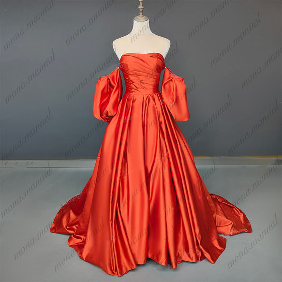 カラードレス チューブトップ 取り外し袖 2wayウェディングドレス 637  