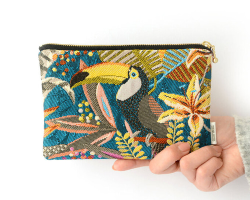 フランス生地 フラットポーチ size:MS jungle B ポーチ voyage serein