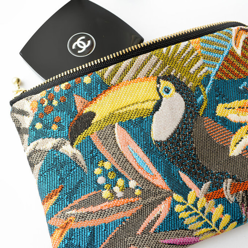 フランス生地 フラットポーチ size:MS jungle B ポーチ voyage serein