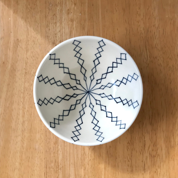 茶碗(小)　菱連紋　染付 2枚目の画像