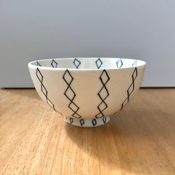 茶碗(小)　菱連紋　染付 5枚目の画像