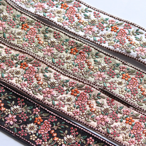 【本物保証】 インド刺繍リボン インド刺繍/刺繍リボン/刺繍 No.9【ホワイト】 装飾材料