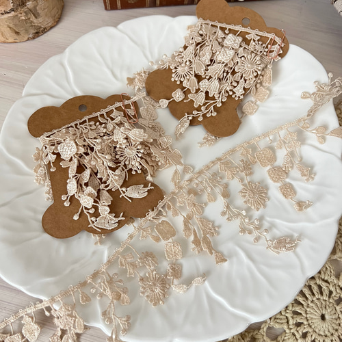 〜＊紅茶染めレースのサンプル風カード＊〜 紅茶染めレース 50cm レース maple melody 通販 16143029