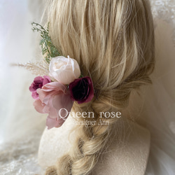 【送料無料】Queen rose モーヴグラデーションヘッドドレス　髪飾り 2枚目の画像