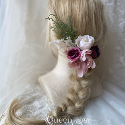 【送料無料】Queen rose モーヴグラデーションヘッドドレス　髪飾り 1枚目の画像