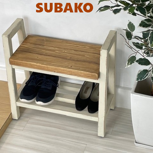 シャビーなベンチ収納＊アンティーク風