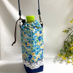 保冷ペットボトルホルダー　サーモス水筒カバー　保温保冷　ナイロン花柄 3枚目の画像