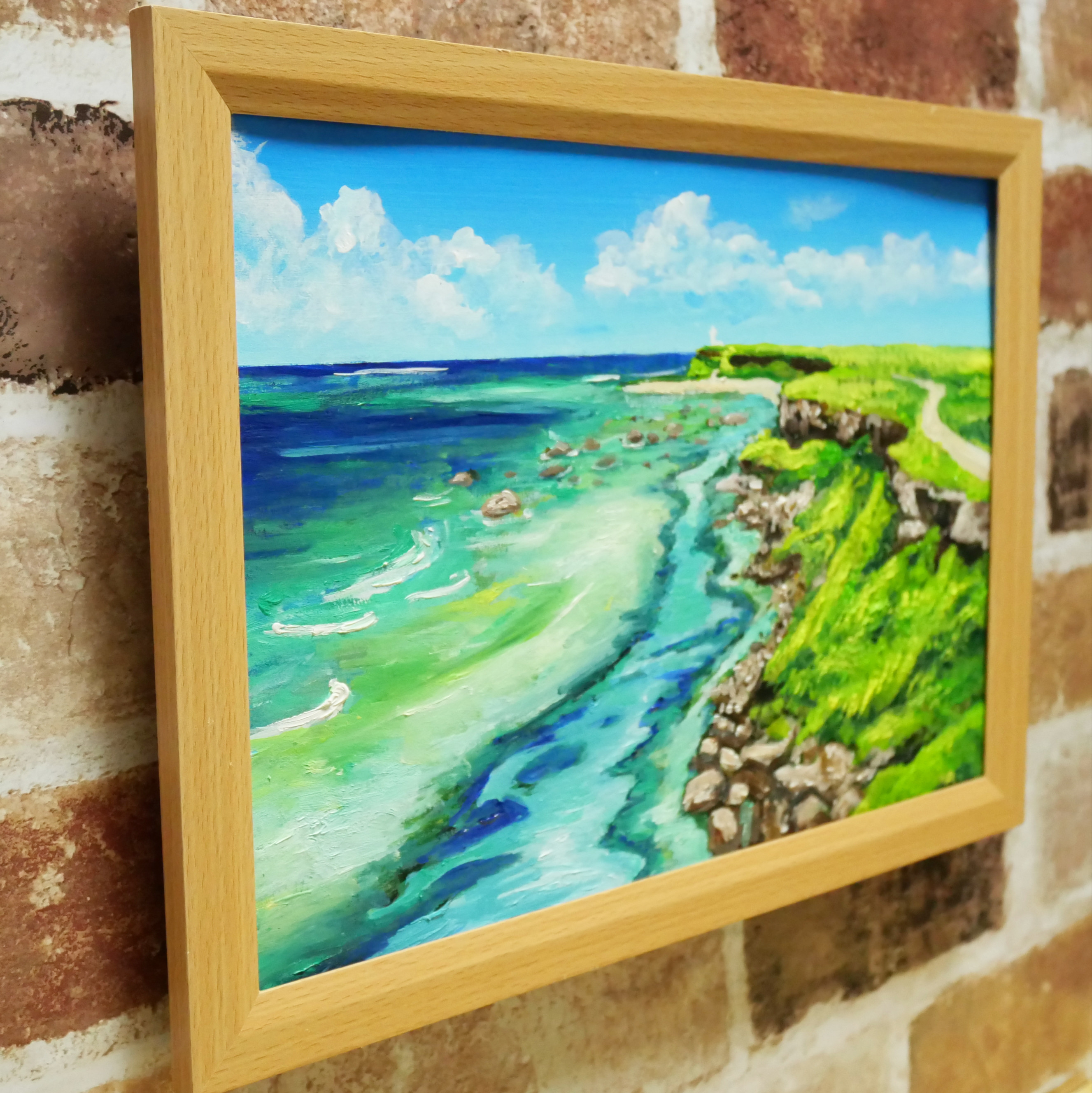 油絵 絵画 【夕暮れのビーチ】 ムーンライト ビーチ、青、砂、月光、絵画、ラッセン、夕暮れ