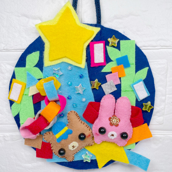 ハンドメイド 七夕 フェルト リース 壁面飾り 飾り 季節