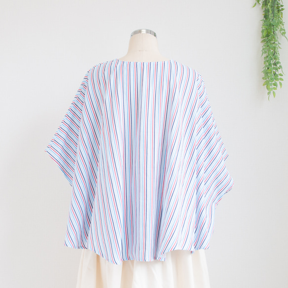 特集掲載【完全一点物】ゆったり　ドルマンスリーブカットソー（マルチストライプ） 10枚目の画像