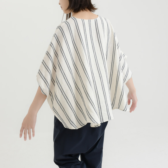 特集掲載【完全一点物】ゆったり　ドルマンスリーブカットソー（マルチストライプ） 17枚目の画像