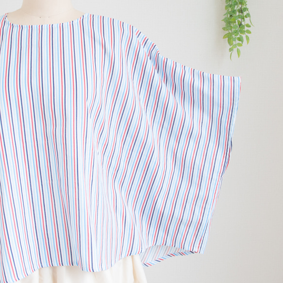 特集掲載【完全一点物】ゆったり　ドルマンスリーブカットソー（マルチストライプ） 12枚目の画像
