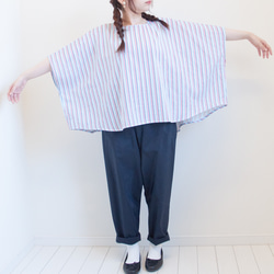 特集掲載【完全一点物】ゆったり　ドルマンスリーブカットソー（マルチストライプ） 4枚目の画像