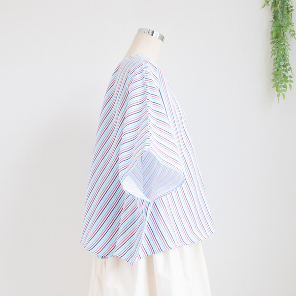 特集掲載【完全一点物】ゆったり　ドルマンスリーブカットソー（マルチストライプ） 9枚目の画像