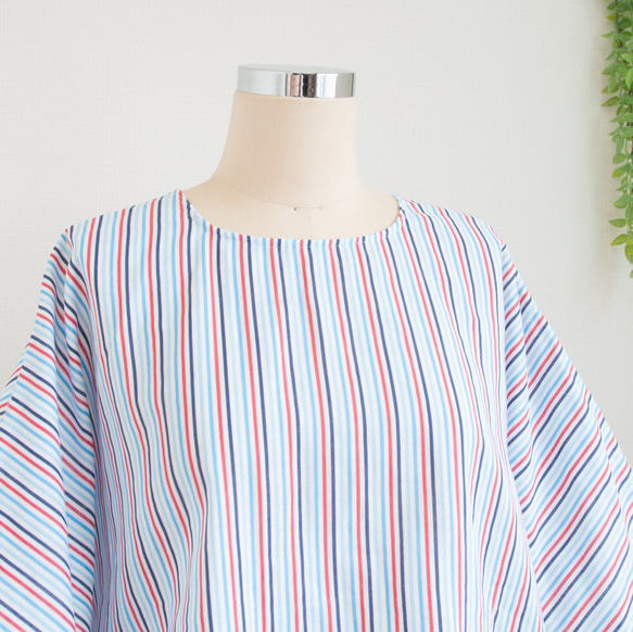 特集掲載【完全一点物】ゆったり　ドルマンスリーブカットソー（マルチストライプ） 11枚目の画像