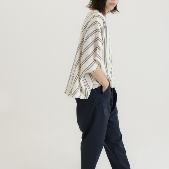 特集掲載【完全一点物】ゆったり　ドルマンスリーブカットソー（マルチストライプ） 16枚目の画像