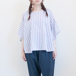 特集掲載【完全一点物】ゆったり　ドルマンスリーブカットソー（マルチストライプ） 1枚目の画像