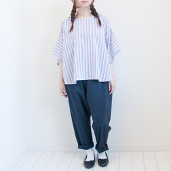 特集掲載【完全一点物】ゆったり　ドルマンスリーブカットソー（マルチストライプ） 2枚目の画像