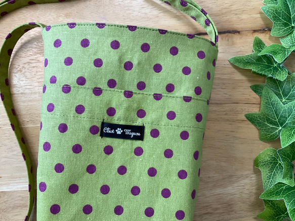 【Walk Pochette】流行彩點綠✖️紫色繩長可調節智能手機肩背 第2張的照片
