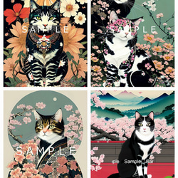 猫と女性等の全作品(選べる4種セット)　2Lサイズ『額・フレーム無し』 2枚目の画像