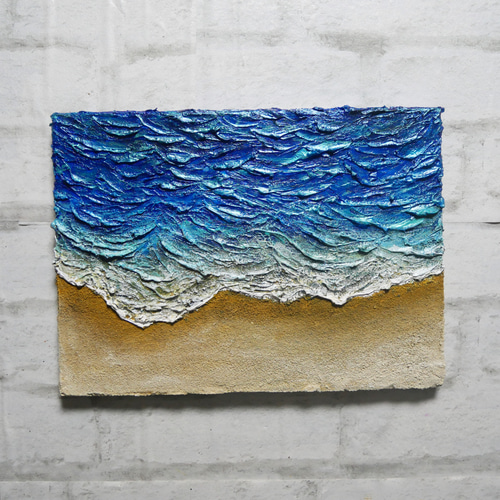 波　絵画　油絵 夜明け」（sunrise） 足立慎治（Shinji Adachi） oil painting
