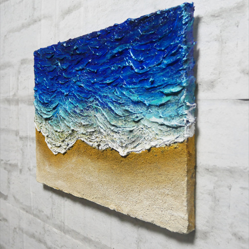 油絵 油彩 油彩画 絵画 絵 変形キャンバス【砂浜の波】 油絵 油彩 油彩画 絵画 絵 変形キャンバス【砂浜の波】