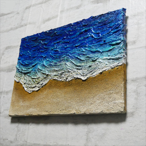 油絵 油彩 油彩画 絵 絵画 【波と砂浜】 絵画 HR 通販
