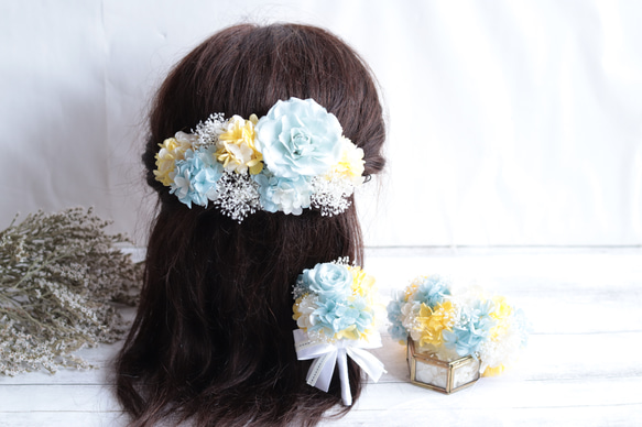 カラーオーダーOK】アジサイ×オーロラかすみ草+バラ＊ヘッド