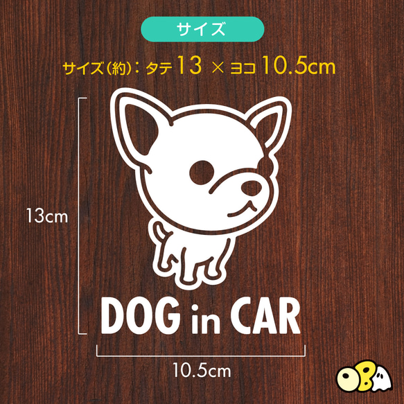 DOG IN CAR/チワワ・スムースA カッテイングステッカー KIDS・BABY・SAFETY 3枚目の画像