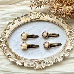 Antique Gold parl hair pin パッチンピン　ベビー　キッズ　ヘアアクセサリー　 5枚目の画像