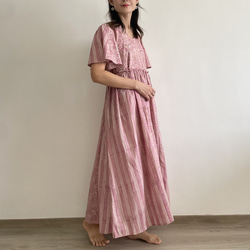 【123cm丈 / 130cm丈】Flare Sleeve Dress | Rose Pink 3枚目の画像