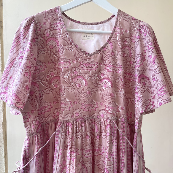 【123cm丈 / 130cm丈】Flare Sleeve Dress | Rose Pink 7枚目の画像