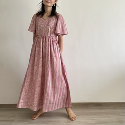 【123cm丈 / 130cm丈】Flare Sleeve Dress | Rose Pink 4枚目の画像