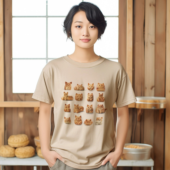 猫の形のパン　Ｔシャツ　男女兼用 1枚目の画像